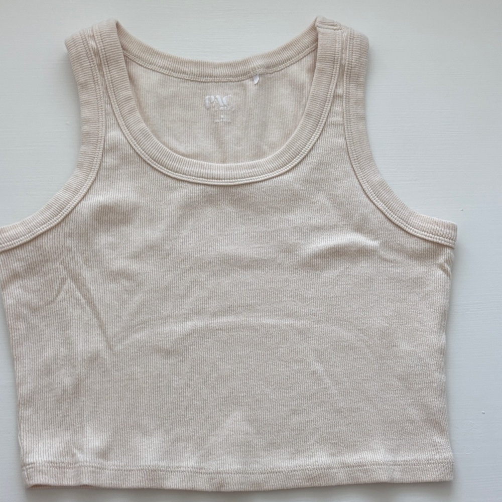 PacSun Light Cream Ribbed Tank Top